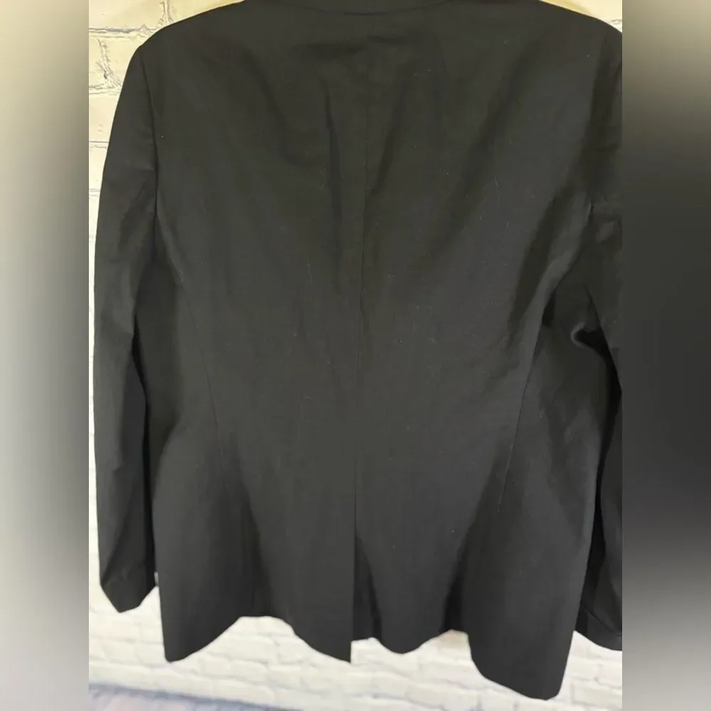 J Crew Black Classic Preppy Career Cotton Linen Blend One Button Boxy Blazer 12